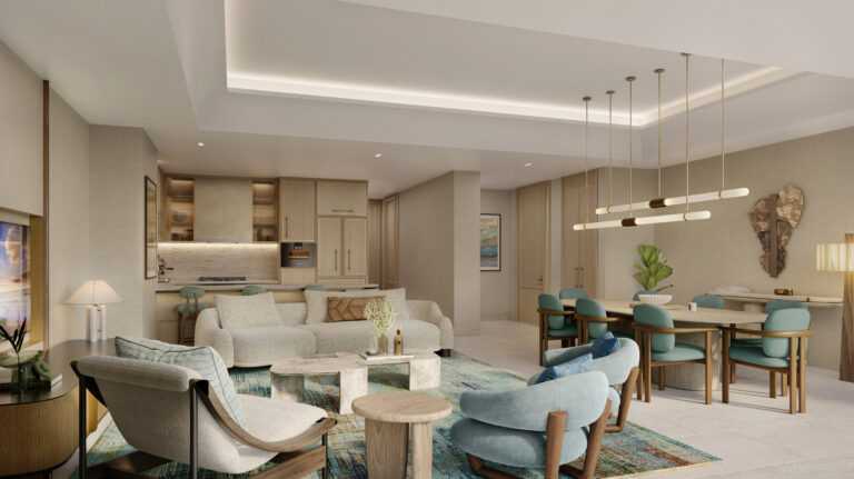 Townhouse Living Area - Fairmont Residences Al Marjan Island