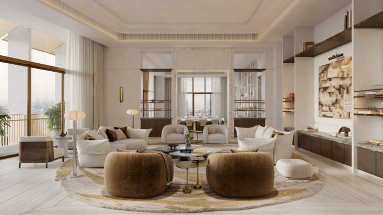 The Carlyle Residences Dubai - INT - Penthouse - Living - 02